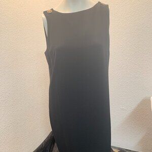 Liz Claiborne sleeveless black dress with sun logo on back size 12